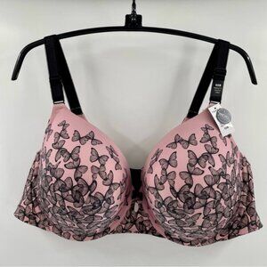NWTTorrid Blush Pink Black Perfect T-Shirt Adjustable Lined Butterfly Bra